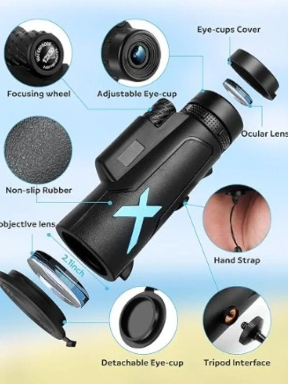NEW 12x50 High Power HD Monocular Telescope with Phone Adapter & Tripod